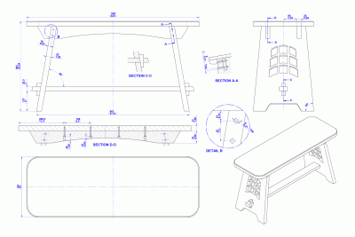 Piano bench - Assembly drawing