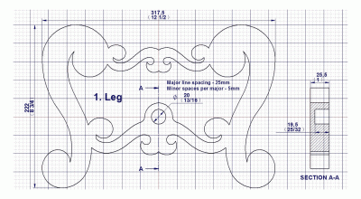 Footstool with scroll saw legs plan - Leg pattern