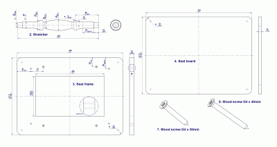 Footstool with scroll saw legs plan - Part drawings