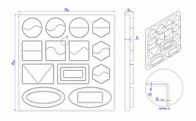Shape matching board toy - Assembly drawing