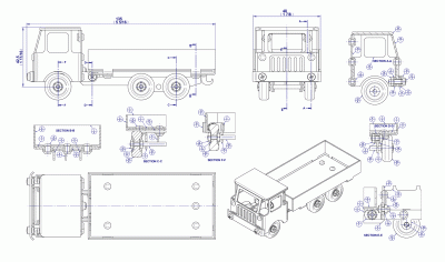 Lorry truck model - Assembly drawing