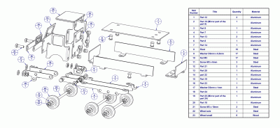 Lorry truck model - Parts list
