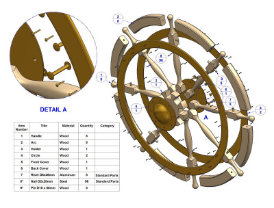 Ship wheel - Parts list