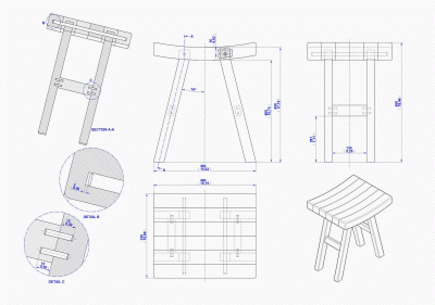 Shogun stool - Assembly drawing