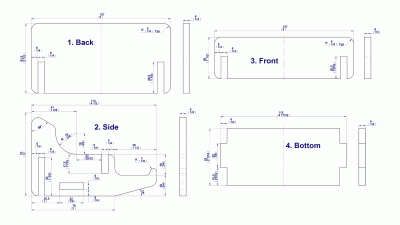 Single compartment box - Parts drawings
