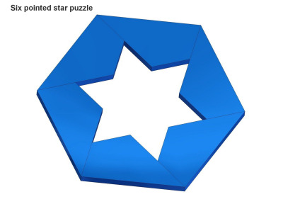Six pointed star dissection puzzle plan