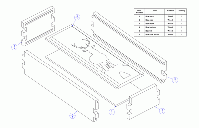 Sliding lid box with box joint - Parts list