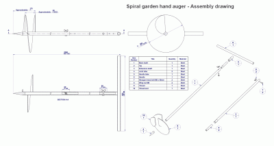 Spiral garden hand auger - Assembly drawing