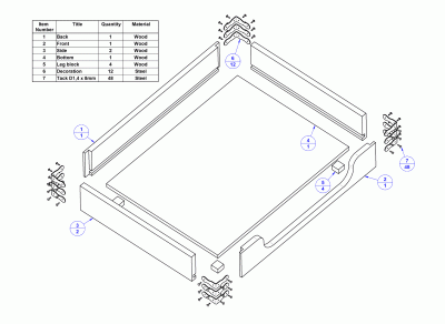 Stacking desk trays - Parts list