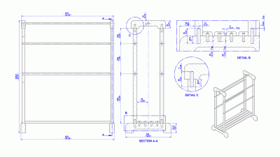 Wooden towel stand - Assembly drawing
