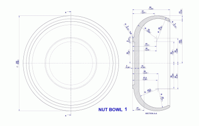 Turned nut bowl (Version 1) - Drawing