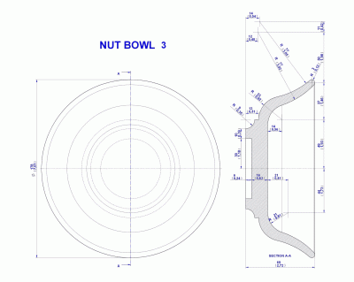 Turned nut bowl (Version 3) - Drawing