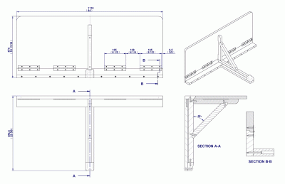 Wall-mounted drop-leaf folding table plan - Assembly drawing