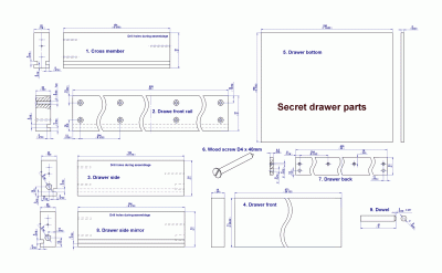 Secret drawer part drawings