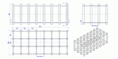 Wooden modular wine rack - Assembly drawing