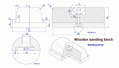 Wooden base sanding block - Assembly drawing