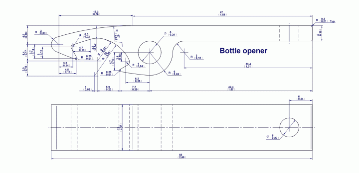 Bottle opener (Version 1) - Drawing