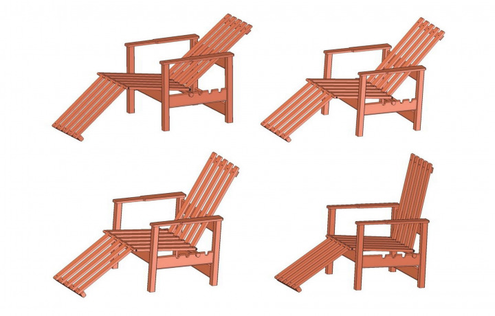 Adjustable wooden chair - Positions