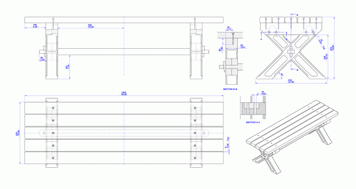 Backyard bench - Assembly drawing