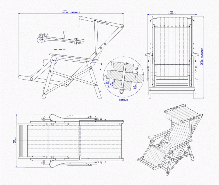 Beach chair - Assembly drawing