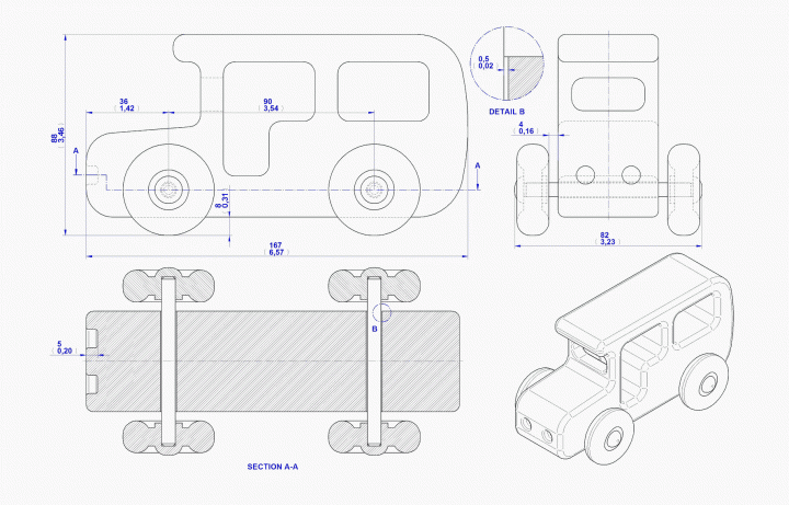 Bus kids toy - Assembly drawing