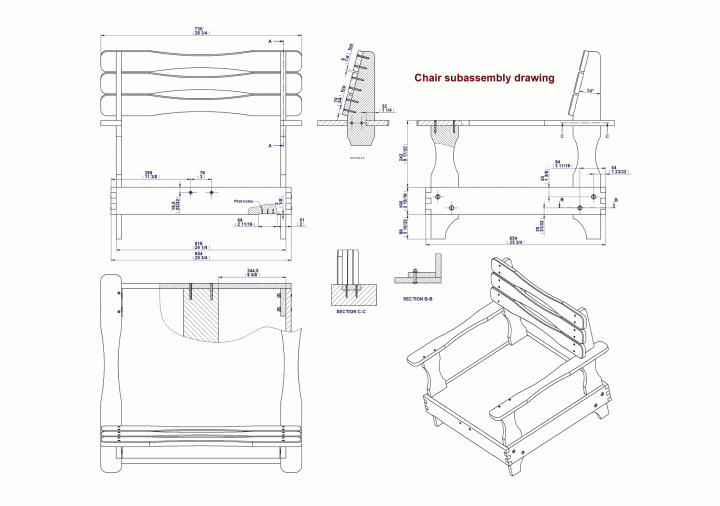 Chair sub-assembly - Assembly drawing