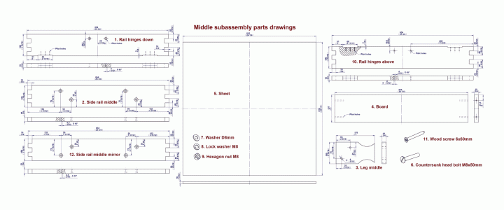 Middle sub-assembly - Parts drawing