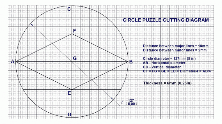 Circle puzzle - Cutting diagram