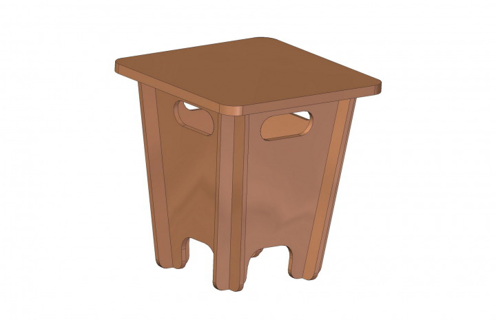 Collapsible stool with slanted storage compartment plan
