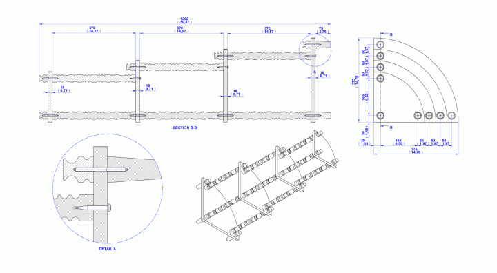Corner plant holder - Assembly drawing