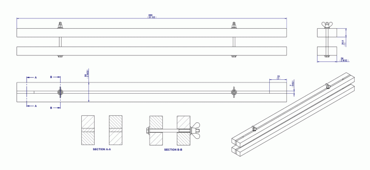 Crossbar for edge gluing - Assembly drawing