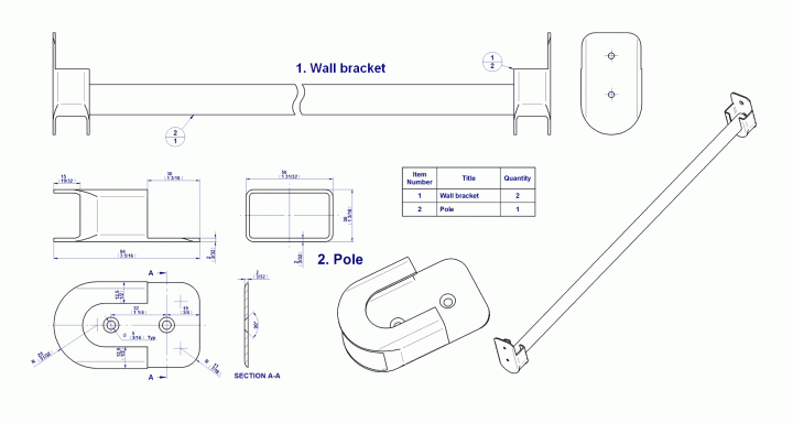 Curtain rod brackets from scrap - Drawing