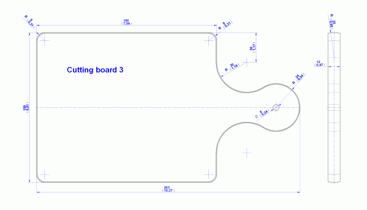 Kitchen cutting board (version 3) - Drawing