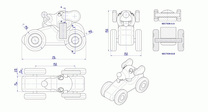 Dog in car toy - Assembly drawing