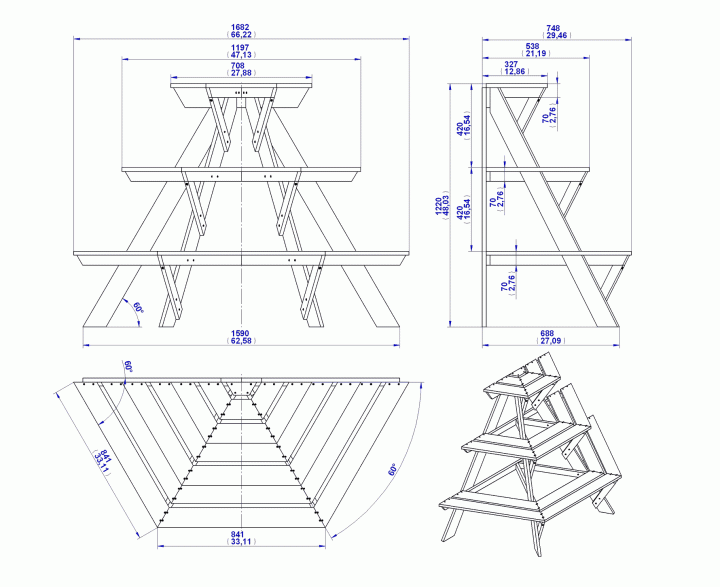 Flower pot stand - Assembly drawing