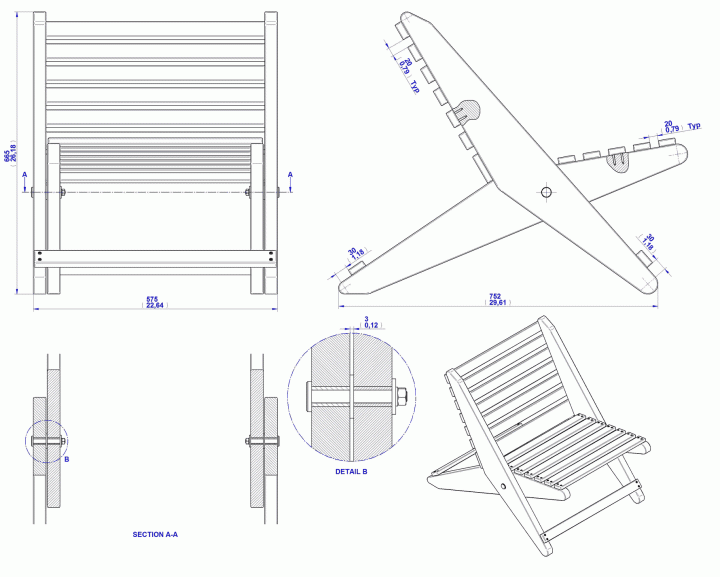 Folding chair - Assembly drawing