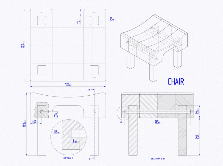 Chair assembly drawing