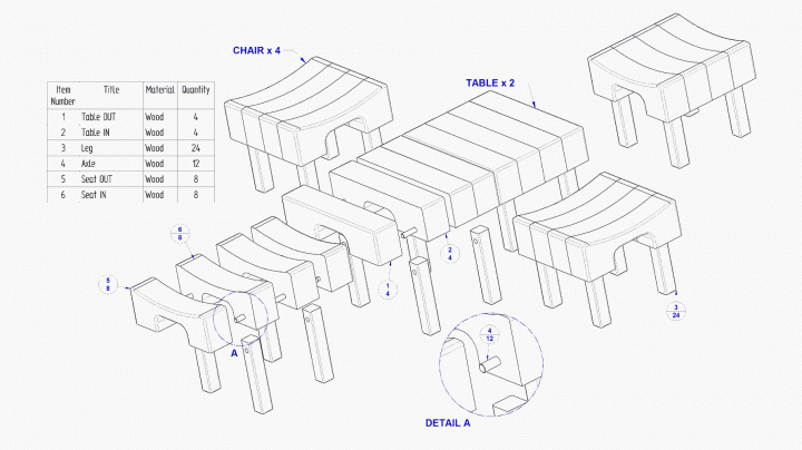 Garden wooden seating set - Parts list