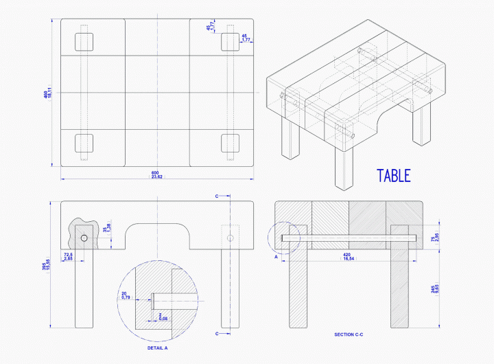 Table assembly drawing