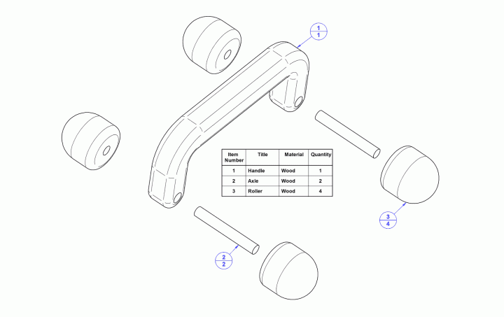Handle massager with smooth rollers - Parts list
