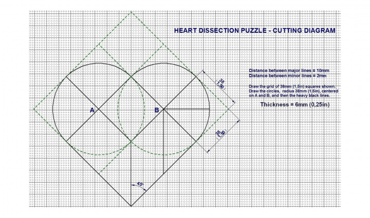 Heart dissection puzzle - Cutting diagram