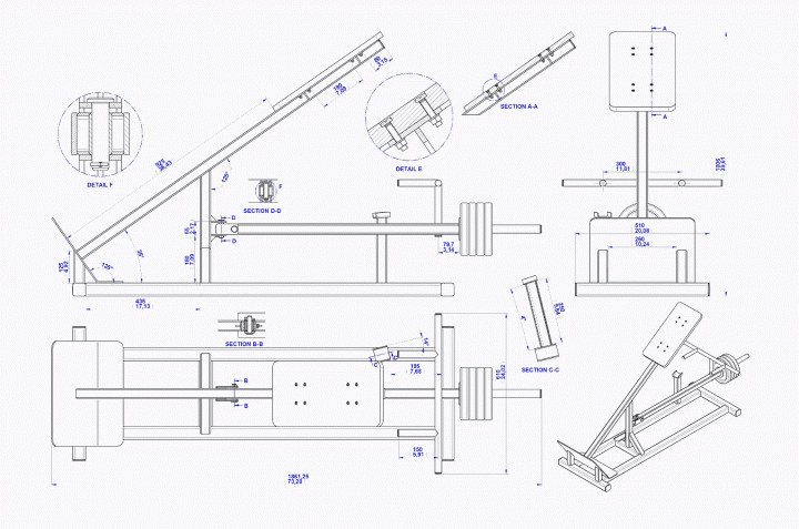 Incline lever row - Assembly drawing