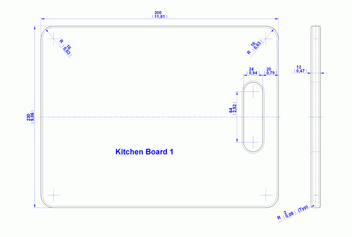 Kitchen chopping board (Version 1) - Drawing