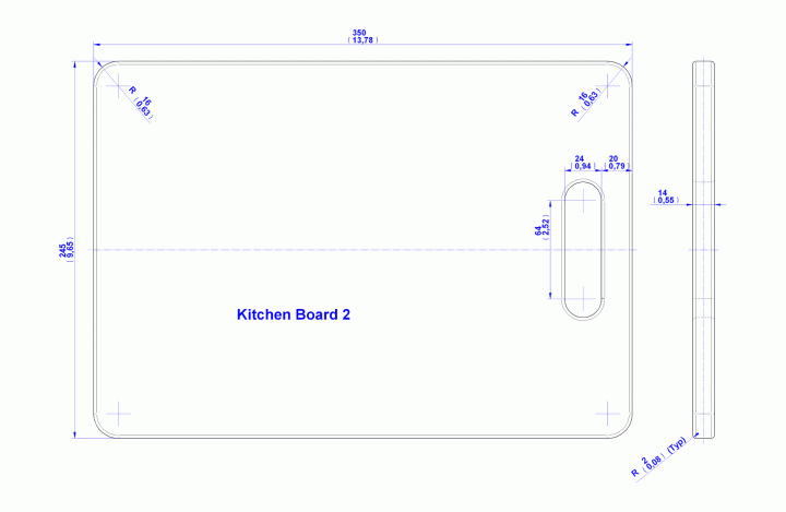 Kitchen chopping board (Version 2) - Drawing