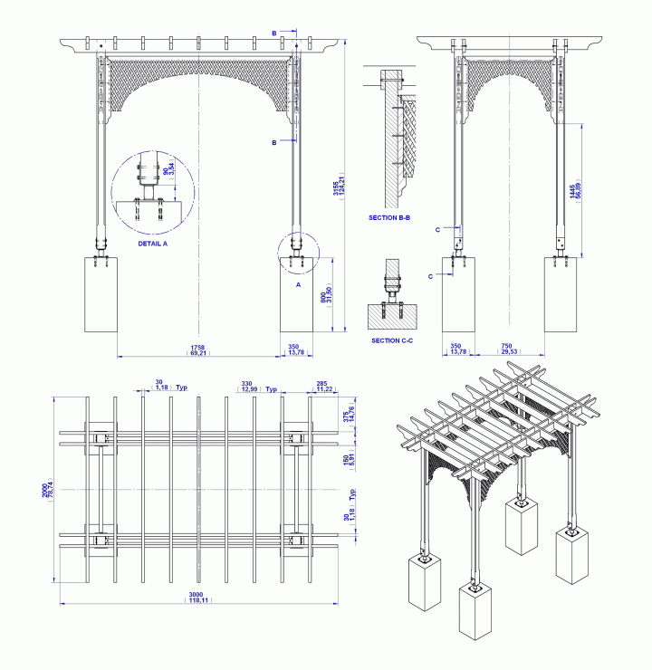 Arbor with lattice - Assembly drawing