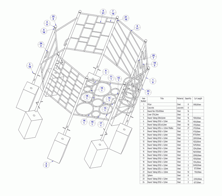 Octagon climber - Parts list