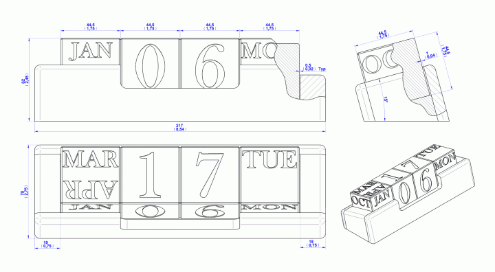 Office perpetual calendar - Assembly drawing