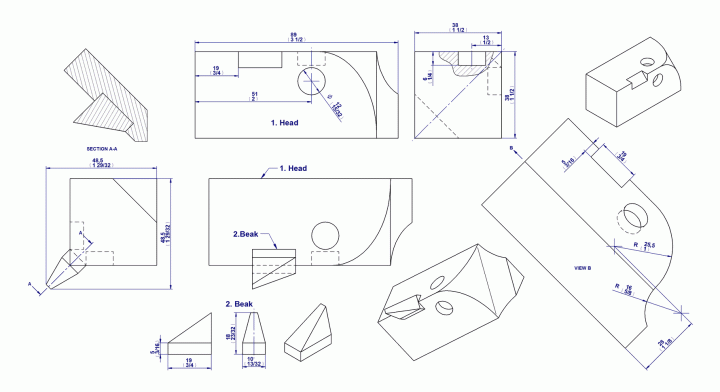 Owl toy figurine plan - Assembly and part drawings