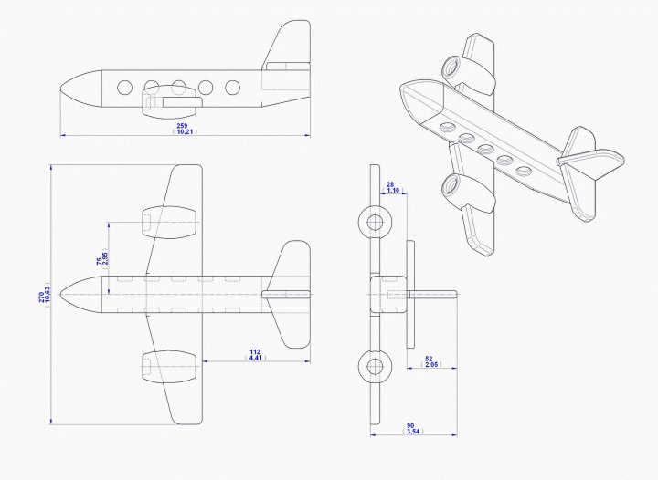 Passenger plane kids toy - Assembly drawing