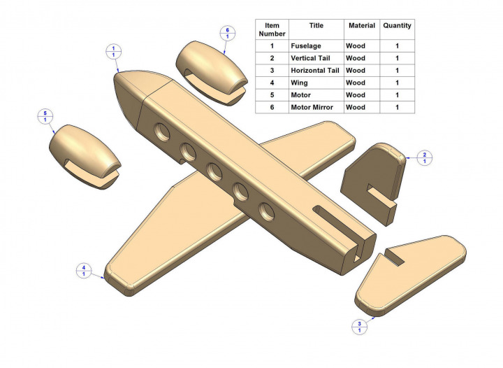 Passenger plane kids toy - Parts list
